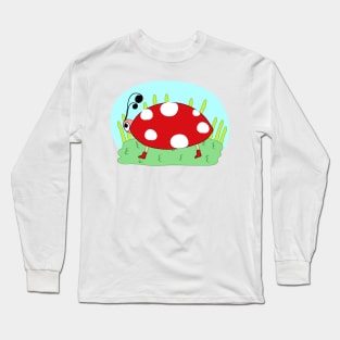 Ladybug. Children's drawing. Insect in the grass. Interesting design, modern, interesting drawing. Hobby and interest. Concept and idea. Long Sleeve T-Shirt